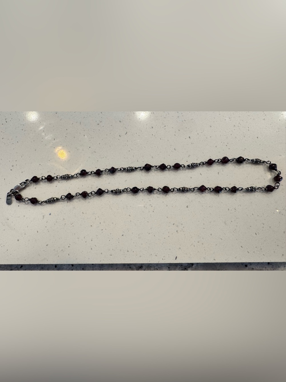 Silpada 925 Silver with Bead Accents Garnet Necklace N1053, 16” Long